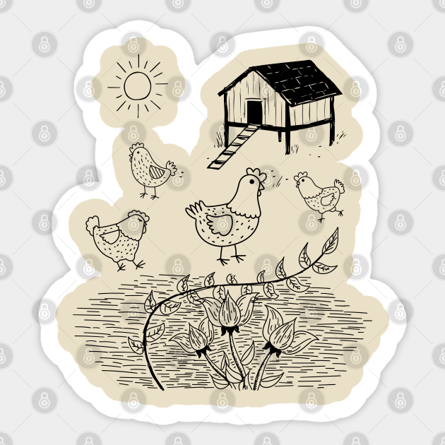 chicken coop art Chicken Coop Art Sticker TeePublic